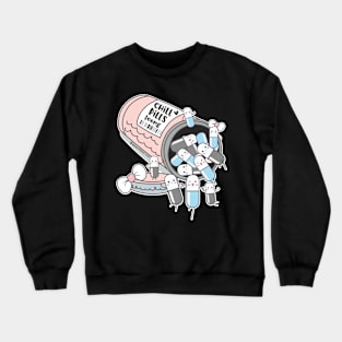 chill pills cute pills cartoon Crewneck Sweatshirt